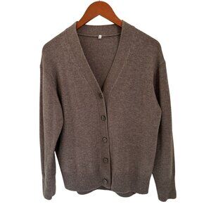 MUJI Brown Button-Up Knit Cardigan Sweater Mens Medium V-Neck Long Sleeve